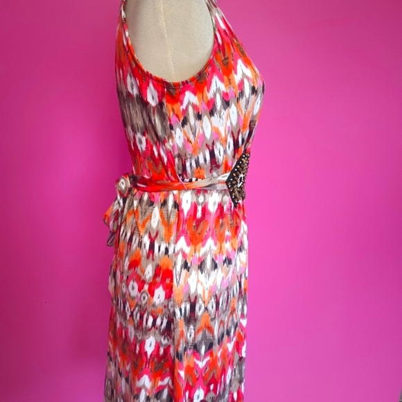 Nina Leonard Orange Multicolor Beaded Summer Dress (Size Small) (NWT!) - Picture 3 of 9